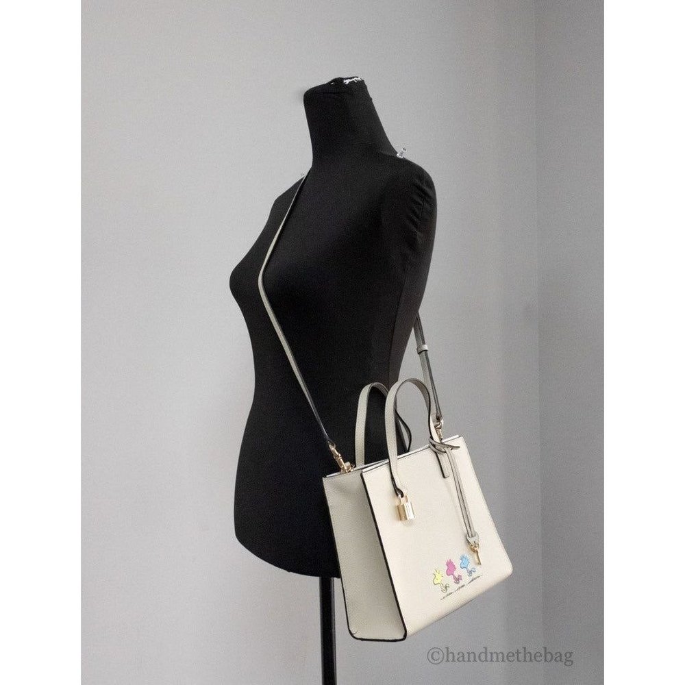 NEW Marc Jacobs X Peanuts Small Ivory Leather Woodstock Tote Crossbody Bag Purse - Picture 3 of 11